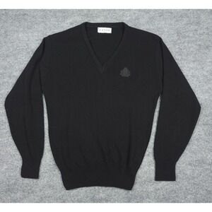 Vintage IZOD Sweater Men's Small Black Acrylic V-Neck Made in USA EUC Golf